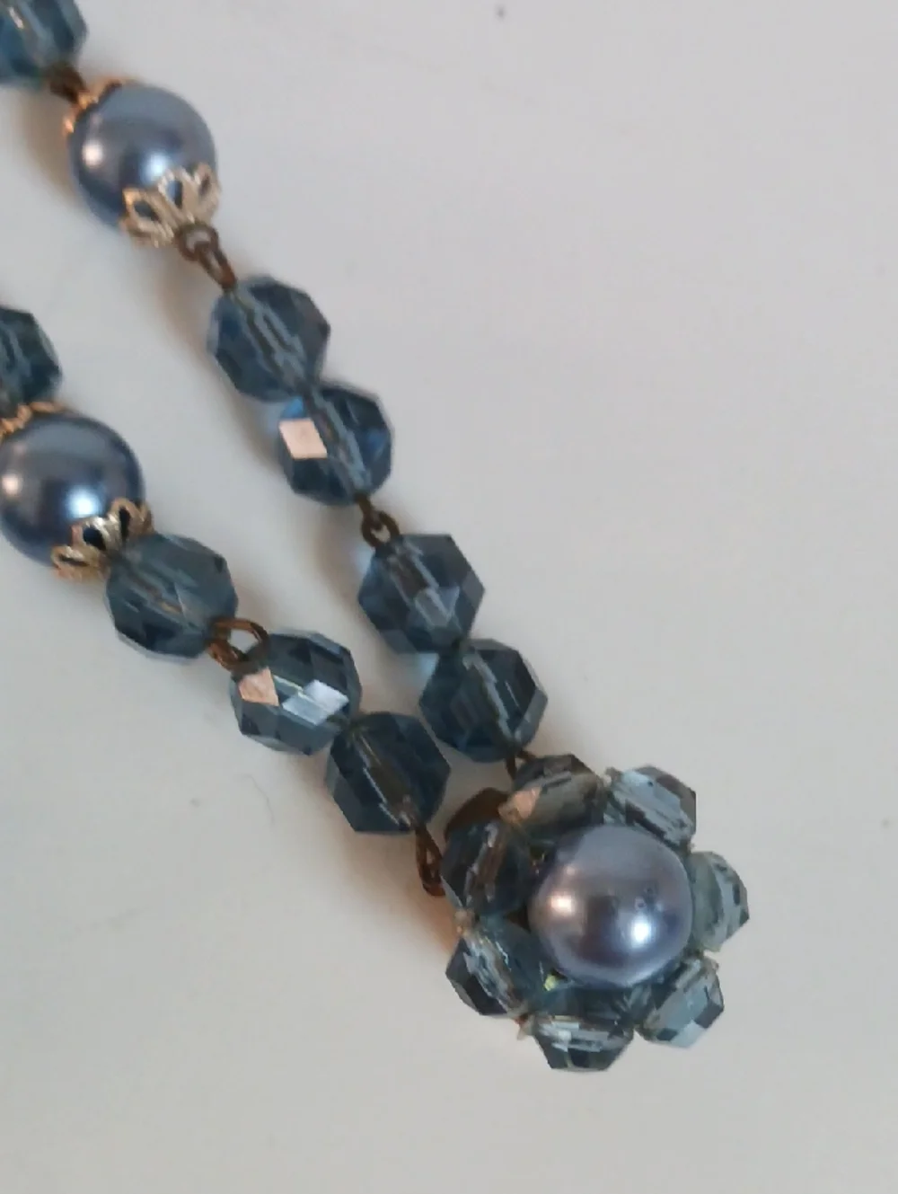 VINTAGE WEST GERNANY DOUBLE STRAND BLUE NECKLACE.